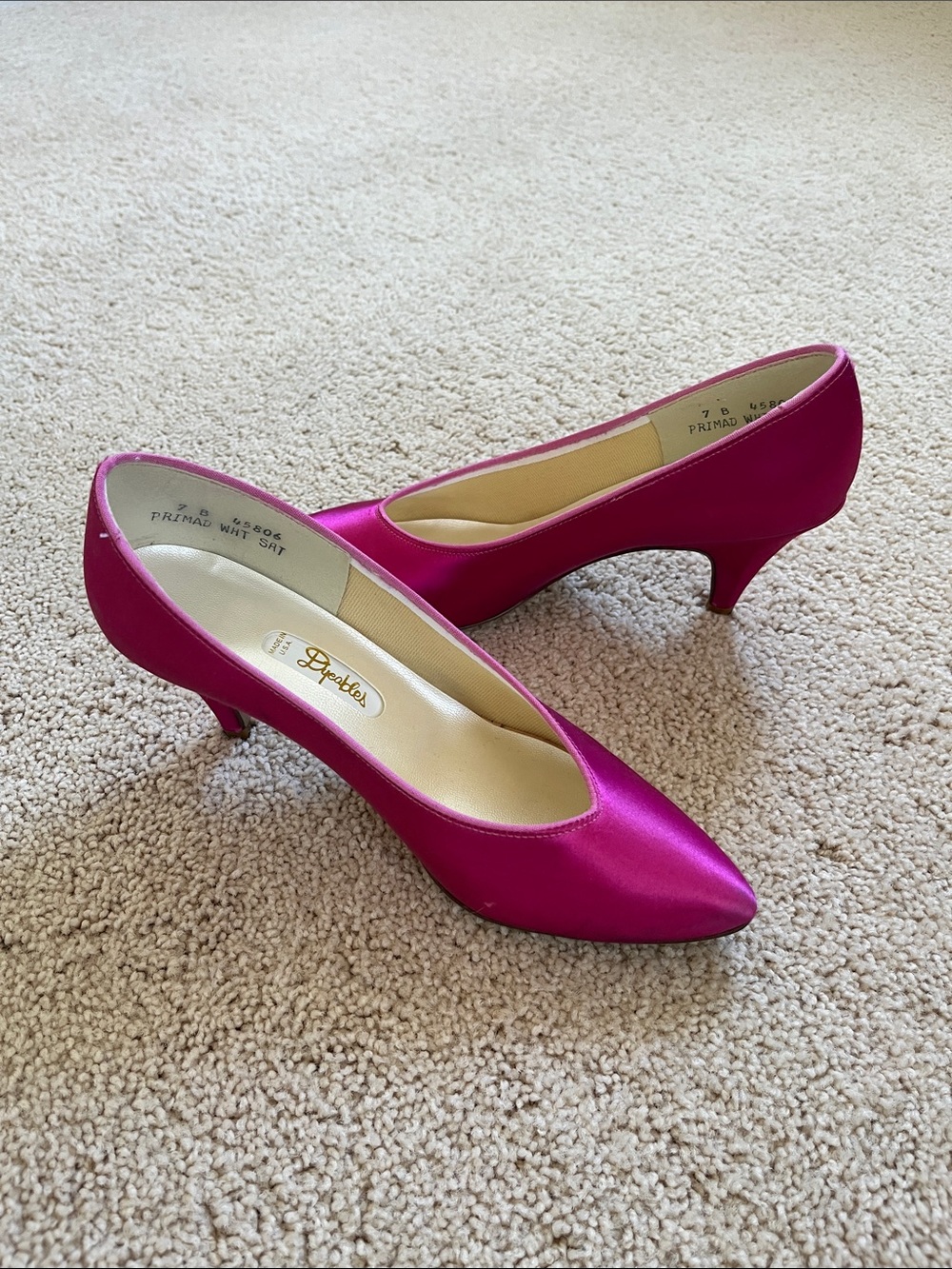 Satin Pointed Kitten Heels in Vibrant Fuchsia